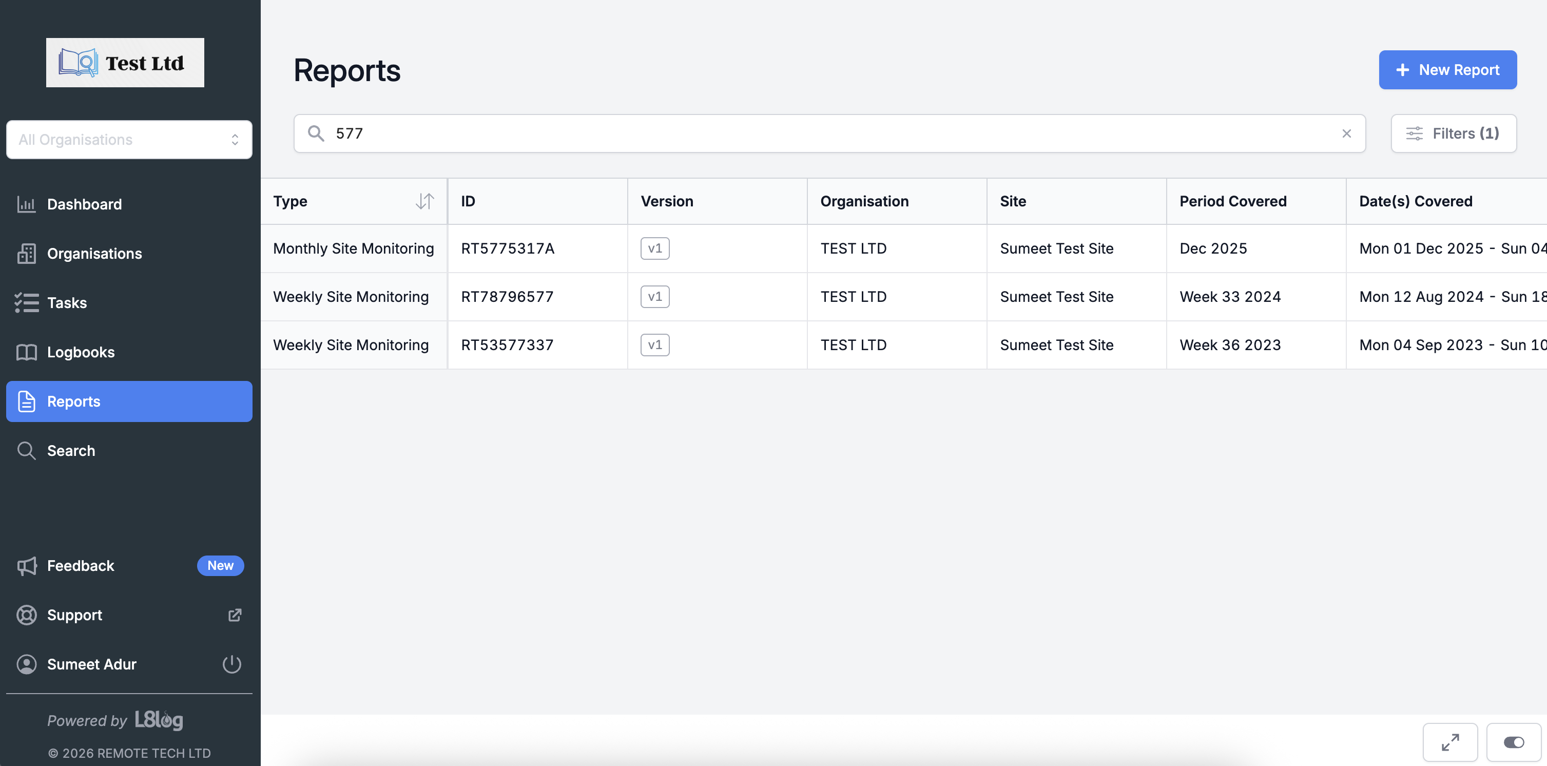 Data table filters and search