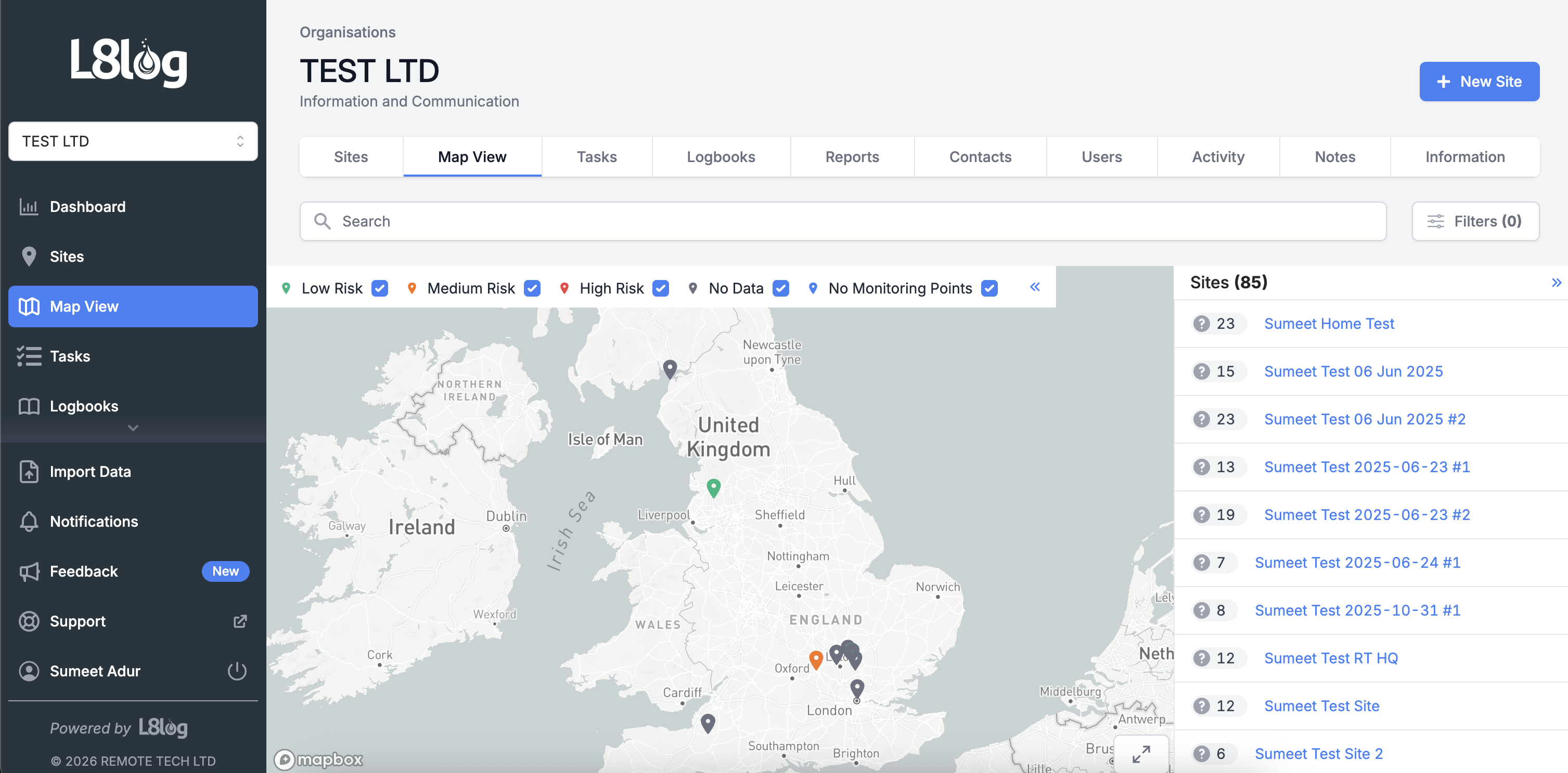 Map view with markers